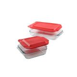 Pyrex Glass Bakeware Set 8in Square  3qt Rect
