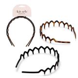 Kitsch Zig Zag Headband Set BlackTortoise 2pk