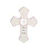 Demdaco Bless This Child Porcelain Wall Cross 7x5