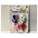 CharCharms Patriotic and Floral Straw Toppers 4pk
