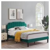 Vecelo QB06-DGRN Queen Upholstered Platform Bed