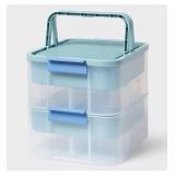 Building Brick Latching Storage Bin 3.9gal Blue
