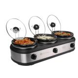 Tru Triple Buffet Server 3 x 2.5 Quart Slow Cooker