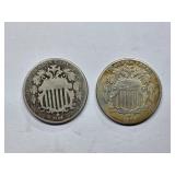 1886 & 1882, U.S. Shield Nickels