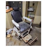 Vintage Metal Barber Chair with Black Upholstery