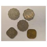 Five Pakistani Coins in Various Shapes