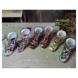 DESC Six Multicolored Glass Boot Vases