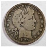 1911-S Barber Half Dollar Coin