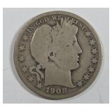 1908 O Barber Half Dollar