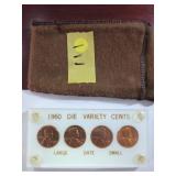 1960 Die Variety Cents Set in Display Case