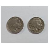 1913 Buffalo Nickels, Variety 1, Lot of 2 Coins