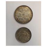 Two Vintage Coins with Distinct Designs