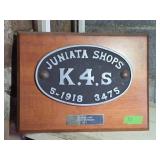 Official Reproduction K4's Builders Plate with Cer