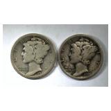 1921 Mercury Dimes  Pair of Key Date Coins