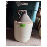 Stoneware Jug with Brown Glazed Top and Handle