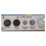 U.S. Type Coins Set, Incl. Half Cent and Two-Cent