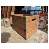 Wooden Soda Crate with Metal Reinforcements and Ha