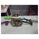 Brass Miniature Cannon Model with Metal Frame