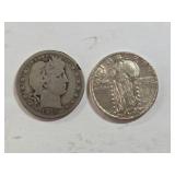 1915 Barber Quarter and 1929 Standing Liberty Quar