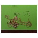 14K Gold Chain Weighing +/- 1.7 Grams