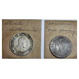 Two Coins: Edward VII Half Rupee and Jamaica One P