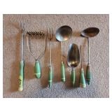 Green Handled Kitchen Lot #