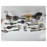 Childrens Green Handled Kitchen Lot #