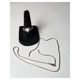 Opal Ring & Necklace Marked Sterling