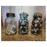 Buttons & Seashell Collections in Mason Jars
