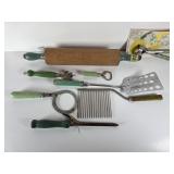 Green Handled Kitchen Lot #