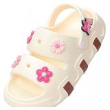 Kids Girls Slide Sandals Double Buckle Clogs Size 24-25