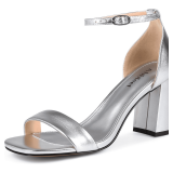 Block Heels Sandals - Open Toe, Ankle Strap Size 9