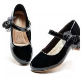 Girls Dress Shoes Low Heel Mary Jane Wedding Shoes Size 2