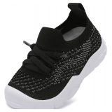 FEETCITY Toddler Shoes Wide Tennis Black White Size 17