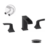 Waterfall 8 in. Widespread Black Faucet Set