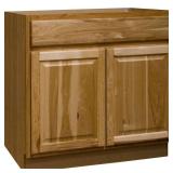 Hampton 36'W x 24'D Base Cabinet, Hickory (Missing Drawers)