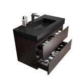 36 in. Wall Mount Vanity - Rose Wood, Black Top