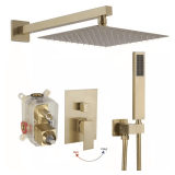 Brushed Gold 2-Spray 10' Shower Head + Hand Faucet