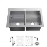 Dolancourt 33' Drop-In 50/50 Sink with Faucet