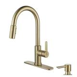 Paulina Brushed Gold Kitchen Faucet with Sprayer