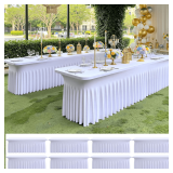 NSSONBEN 8pk White Spandex Tablecloth 6ft
