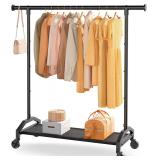 Industrial Wheels 1' Pipe Clothes Rack Black