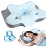 Cervical Neck Pillow   Ergonomic Memory Foam Blue