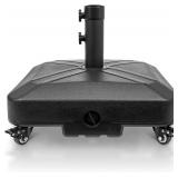 Patio Umbrella Base with Wheels, 125lb, Black