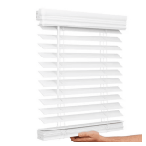 Cordless Faux Wood Blind, 34'x36' White