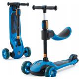 GLAMUP Kids Scooter: 2-in-1 Folding 3-Wheel Ride