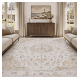 PADOOR 9x12 Rug   Soft Beige, Washable