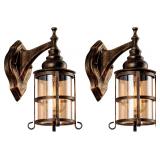 Rustic Amber Glass Wall Sconce 2-Pack