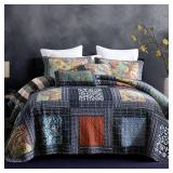 NEWLAKE Bedspread Quilt Set with Paisley Grid