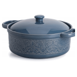 FUN ELEMENTS Casserole Dish w Lid, 2 Qt Gray